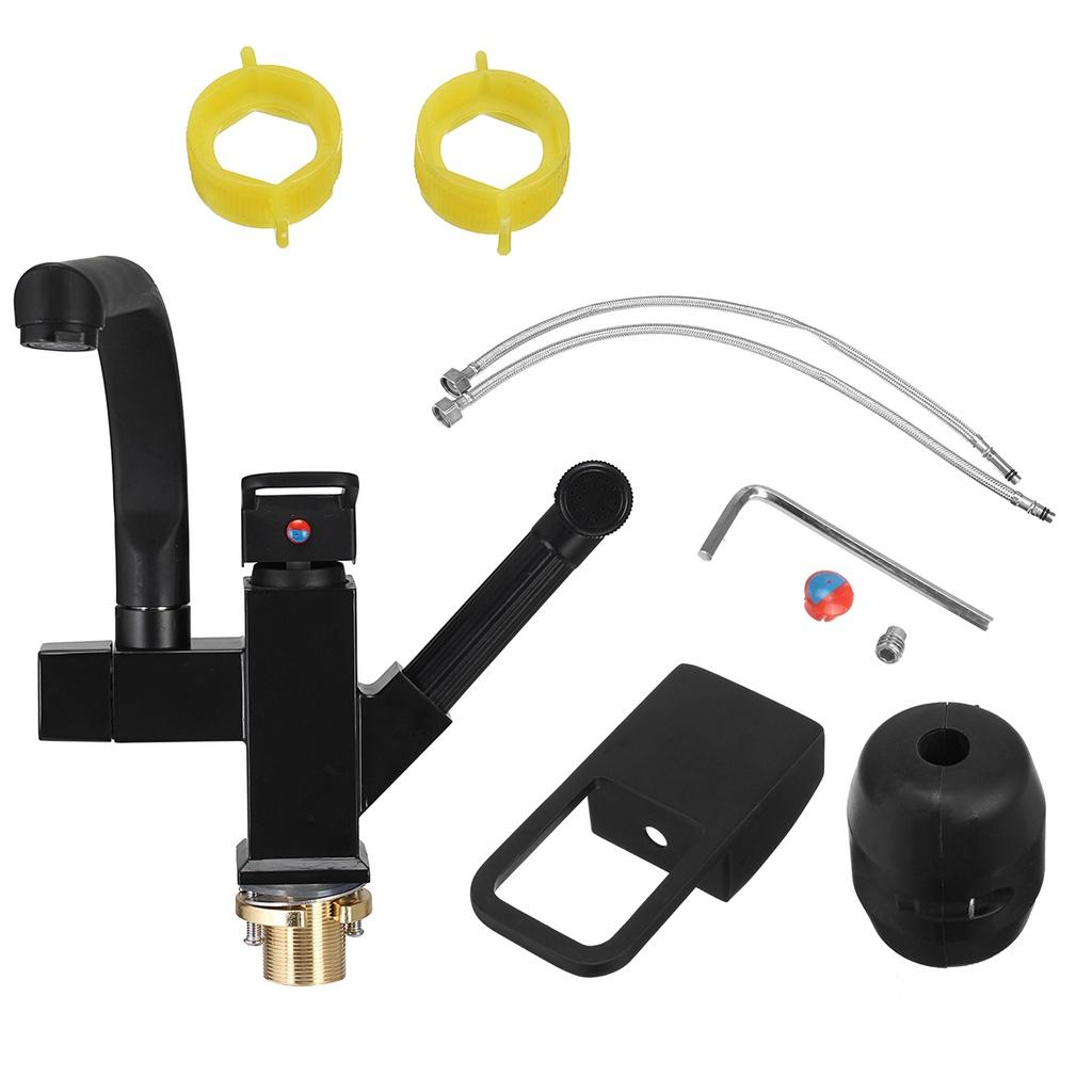 Kuchyňská Nerezová baterie Vytahovací Bidetová sprška Montáž na desku Horká Studená Směšovací baterie Černá 360° Otočná Otočná Koupelnová Umyvadlová Baterie Černá