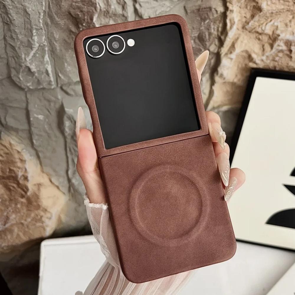 Flip7 Lambskin Magnetic Phone Case For Samsung Galaxy Z Flip 8 7 6 5 4 3 Sheep Skin For Magsafe Wireless Charging Matte Coque