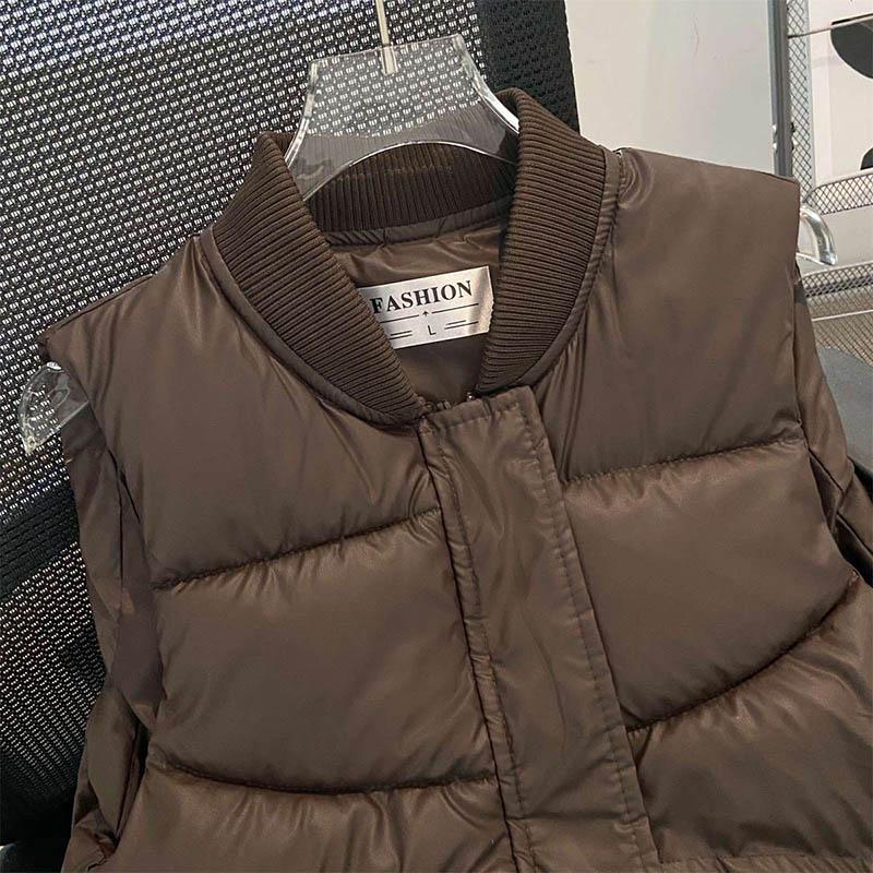 Vest for kvinner Vindtett Oversized Løs Ermeløs Vest Vinter Fortykket Dun Casual Vest