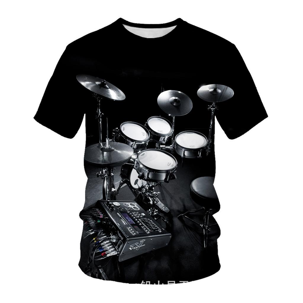 Summer Creative T-shirt Men's Music Printed 3D T-shirt Casual Fashion Comfortable Large Round Neck Short Sleeve T-shirt
