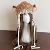 Girl Cartoon Deer Leg Warmer Thicken Furry Deer Hat for Climbing Skiing Sports Headwear Deer Oversized Hat