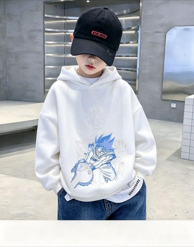 Japanese style Kids Hoodie Autumn Winter Dragon Ball Vegeta Character Print Pullover Sweatshirt Casual Long Sleeve Hooded Tops