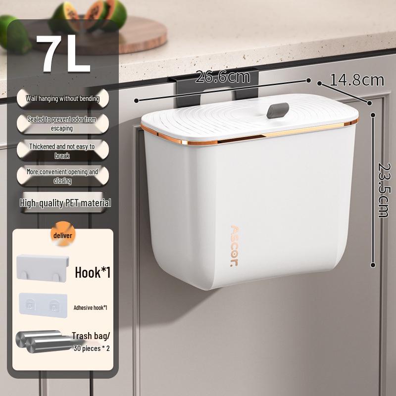 Wall-Mounted Kitchen & Bathroom Trash Can with Lid – Stylish, Large Capacity Waste Bin for Home