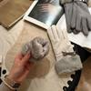 One Size Fleece Lined Gloves Bow Decoration Winter Thick Warm Gloves Faux Fur Gloves  Driving