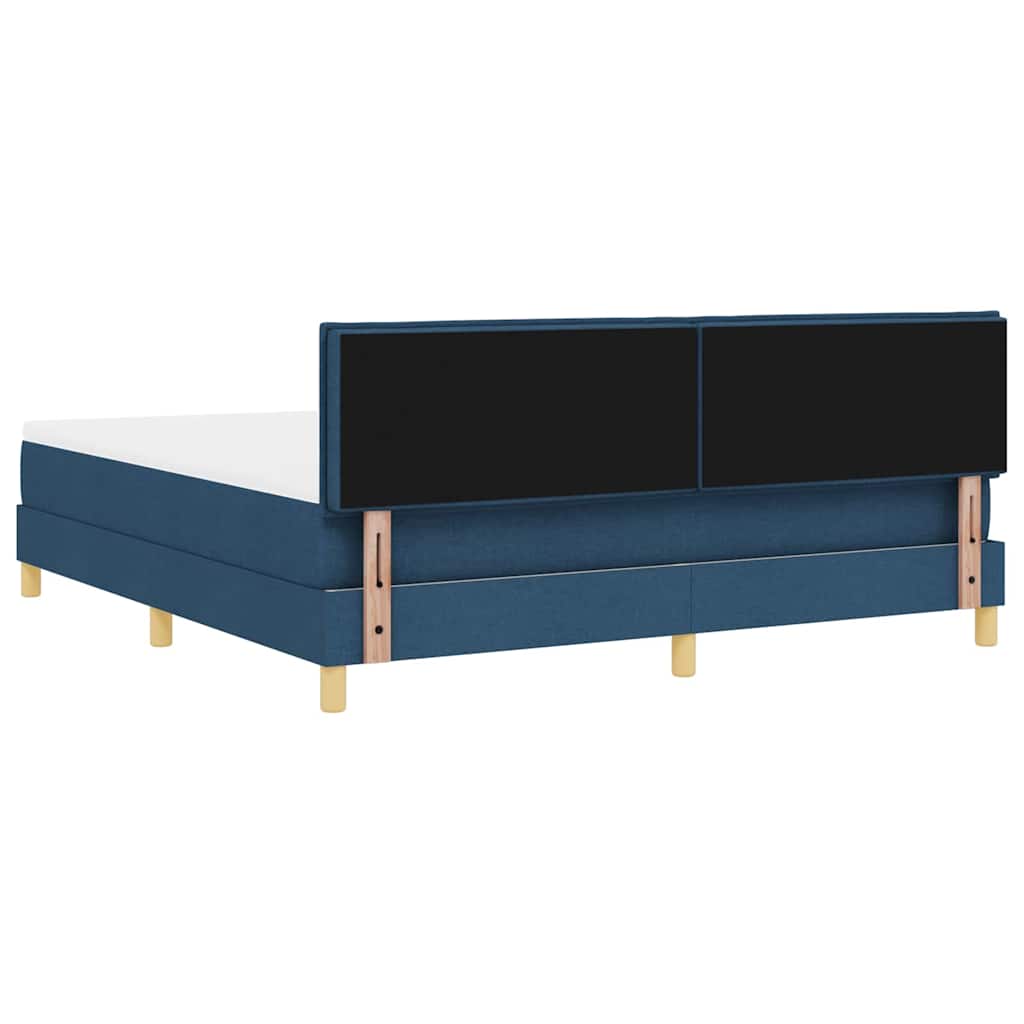 Box Spring Bed with Headboard Blue 180 X 200 Cm Fabric