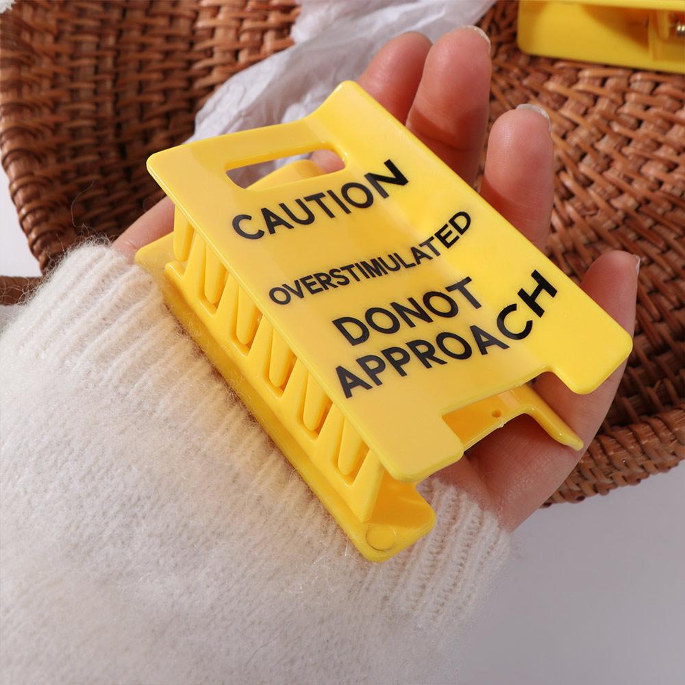 Overstimulated Caution Sign Overstimulated Hair Claw Clip Warning Ponytail Holder Gag Gift