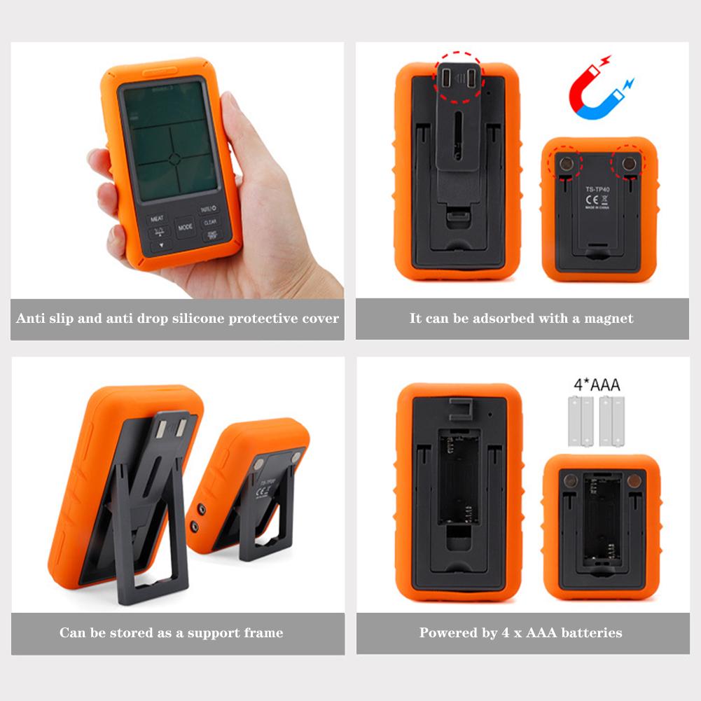 Trådlös Kötttermometer Digital Fjärrstyrd Grilltermometer 4 Sonder 9 Köttlägen