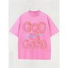 GOD IS GOOD All the Time Letter Graphic Print Street Style Washed Cotton T-Shirt for Thanksgiving Christmas