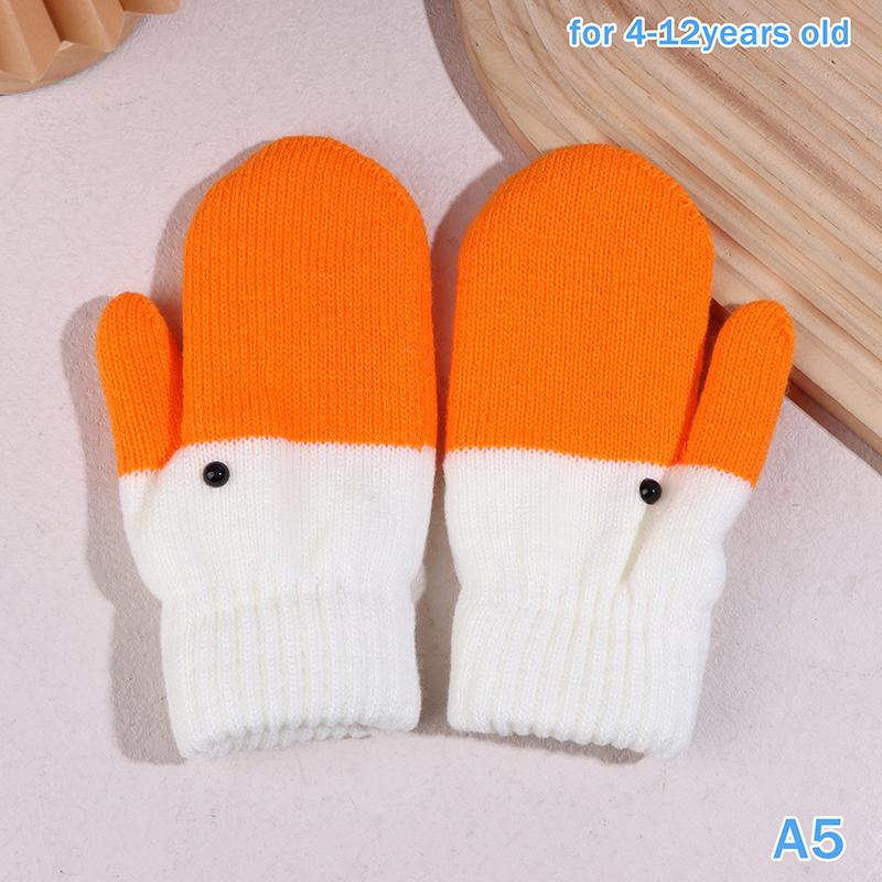 1Pair Cute Funny Goose Knitted Gloves For Women Winter Fleece-Lined Thickened Double-Layer Warm Coldproof Gloves