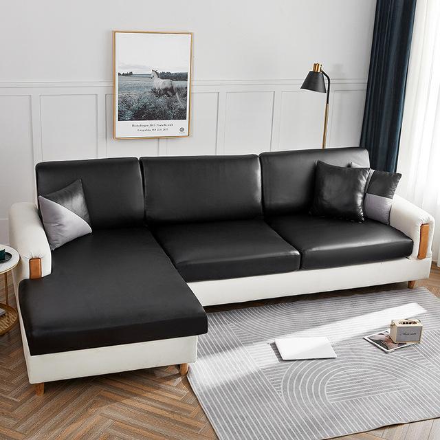 Waterproof Sofa Seat Cushion Cushion Cover For L Shaped 3 Seater Sofa Furniture Family Pu Leather Protector Stretch Washable Removable Slipcovers
