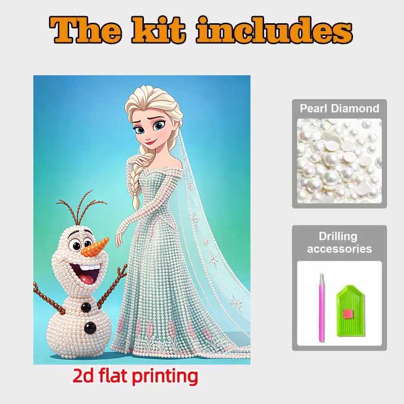 Disney Pearl Painting Princess Elsa and Olaf DIY Pearl Art Pearl Painting Kit Pearl Art Painting Wall for Home Office Decoration Handmade Gifts