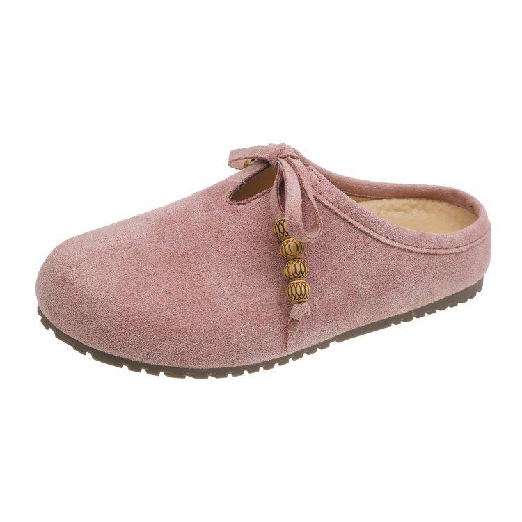 

Тапочки с большой головой женские летние новые Мори ретро мягкая плоская подошва для ленивых носить полутапочки на одну ногу 40 розовый