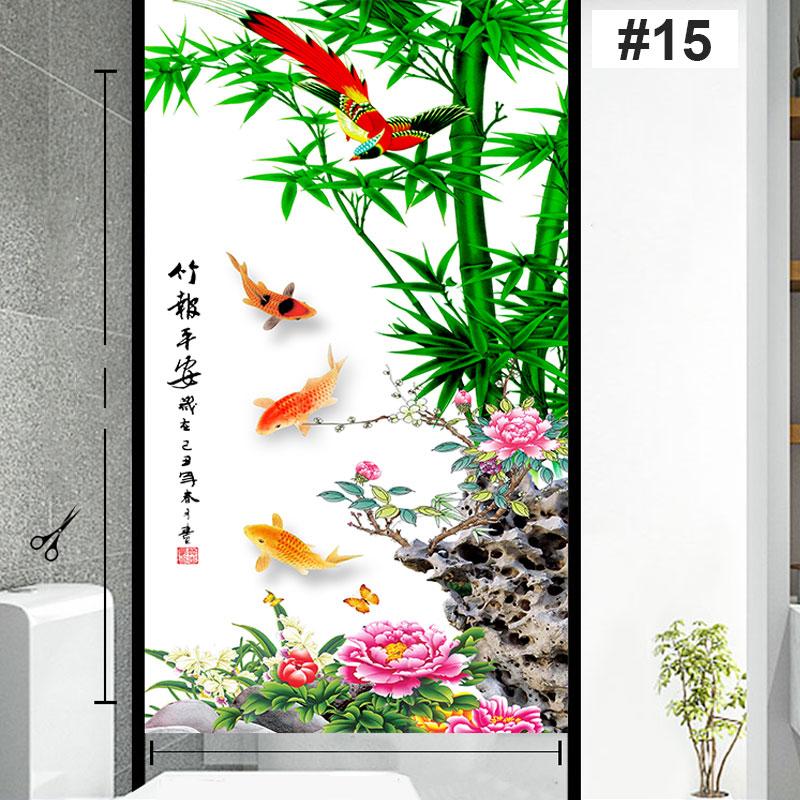 Fensterfolie im chinesischen Tintenstil, Pflaumenblüte, Orchidee, Bambus, Chrysanthemenkultur, Sichtschutzfolie, statisch haftender Glasaufkleber