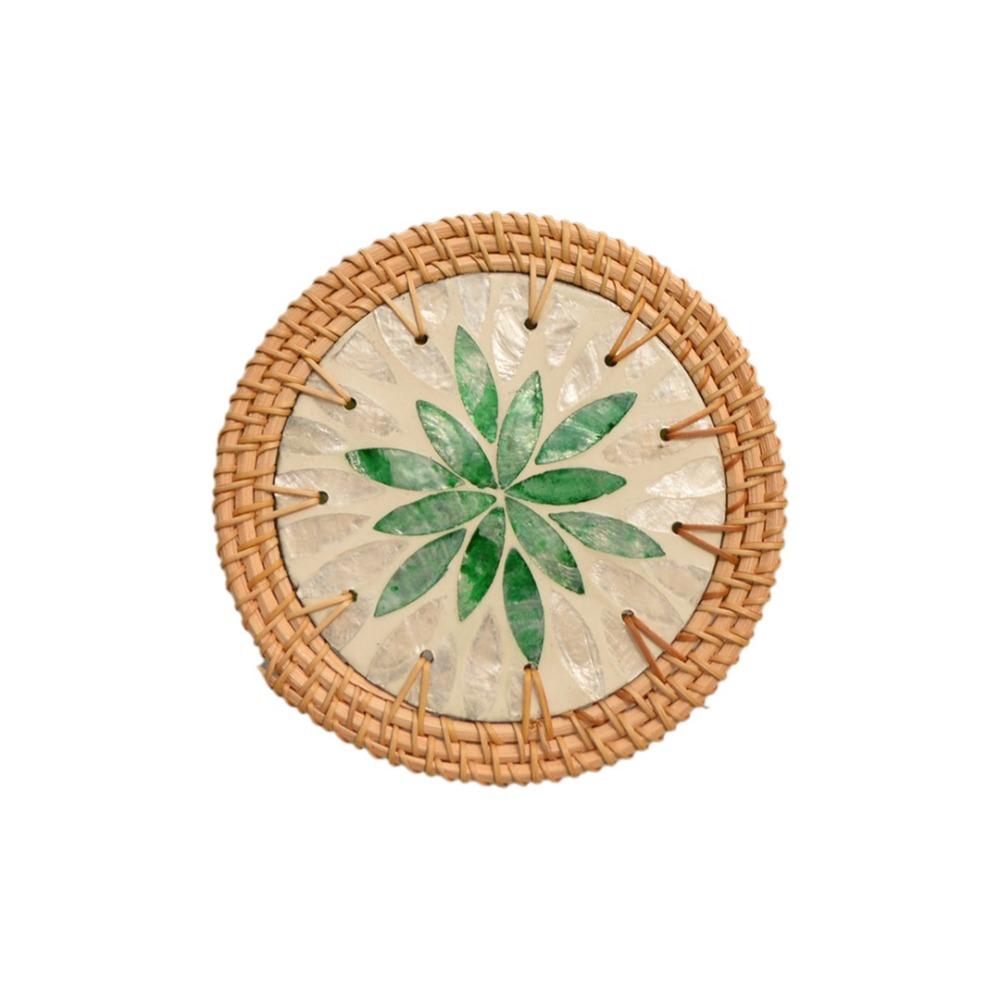 Woven Texture Rattan Weaving Coaster Handwoven Heat Insulation Pad Shell Mats Restaurant L-Style E