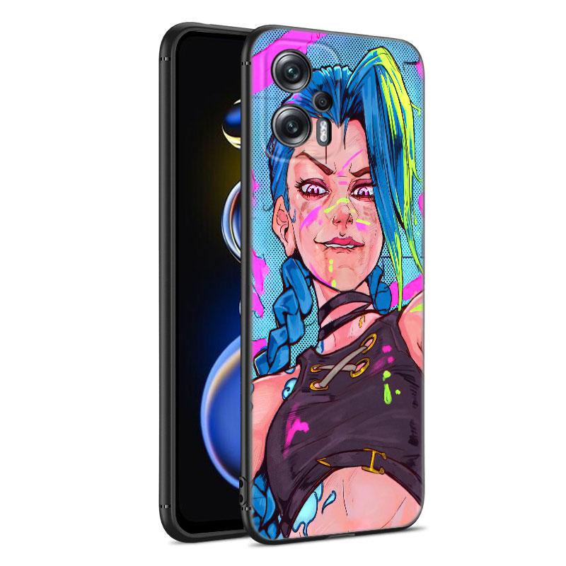 Arcane Jinx Anime Black Silicone Phone Case For Xiaomi POCO X3 X4 NFC F5 M3 M4 M6 X5 X6 Pro F3 F4 GT 5G C55 C65 M5