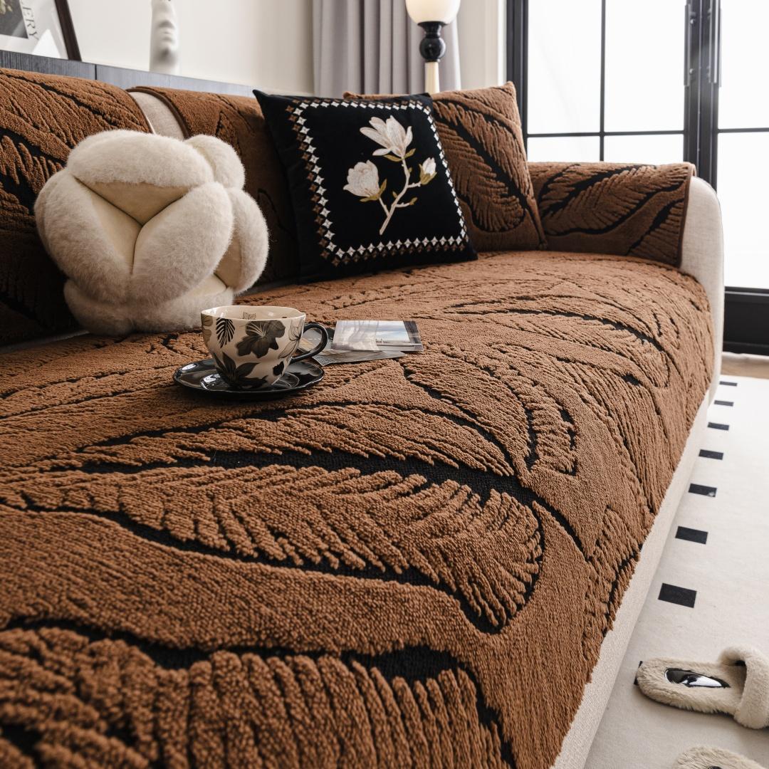 

Листья Жаккард Теплый Утолщенный Ворсистый Флис Чехол на Диван, для Зимы Мягкий Противоскользящий Чехол на Диван Гостиная Чехол на Сиденье Дивана Декор 70x70cm шоколадный
