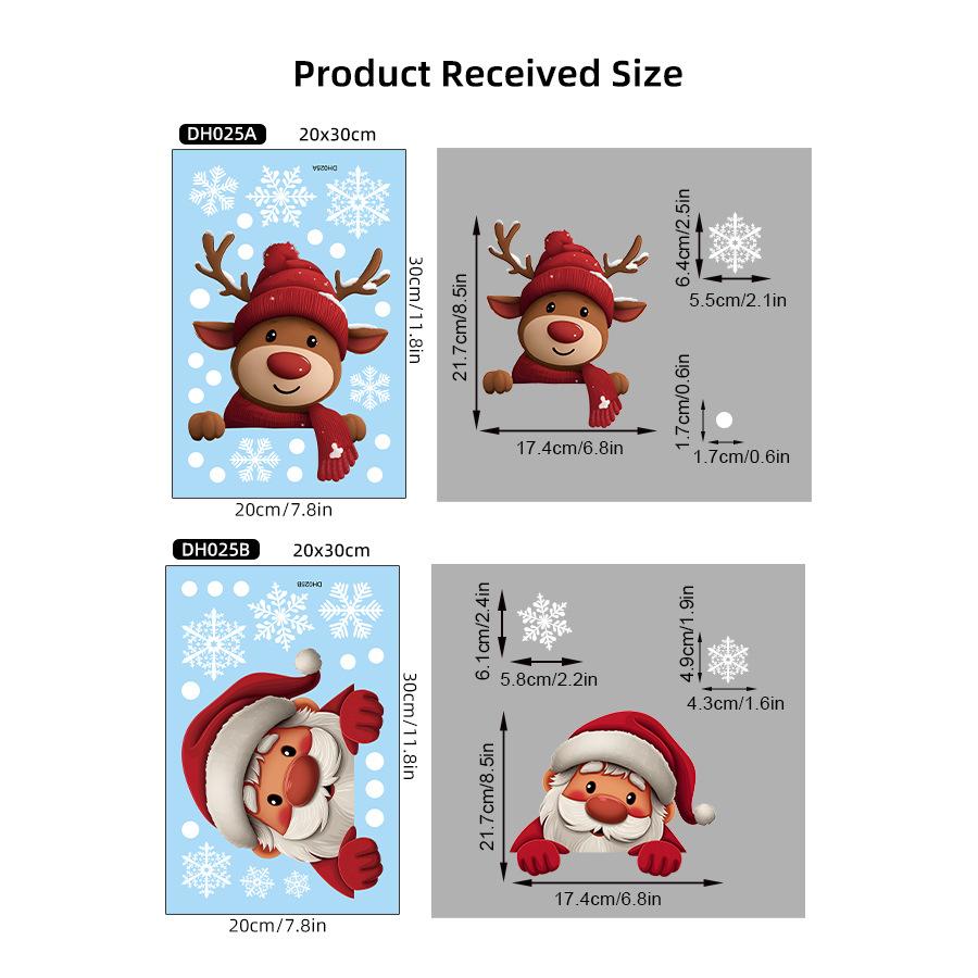 Santa Claus Elk Christmas Windows Electrostatic Stickers Snow Party Decor DIY Gifts Stickers Adhesive Christmas Decorative
