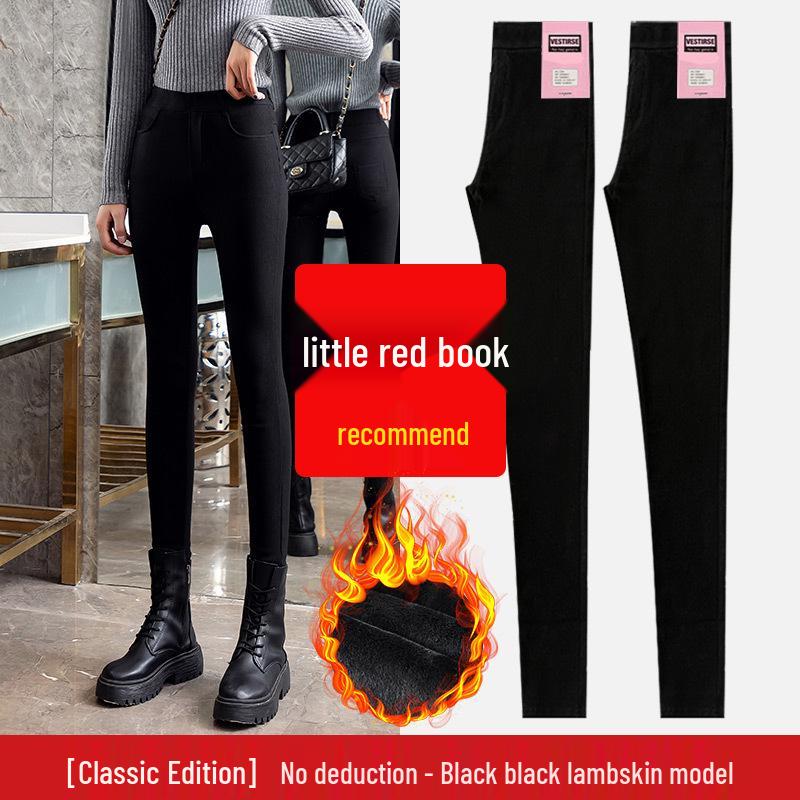 Hohe Taillen Dicke Schwarze Plus Size Leggings für Damen - Schlankmachende Skinny Hosen für Herbst/Winter