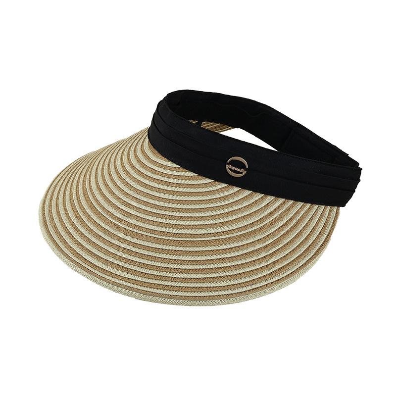 New Big-brimmed Sun Hat Women's Summer Sun Protection Empty Top Hat Versatile Straw Hat Seaside Vacation Face Cover Beach Sun Hat