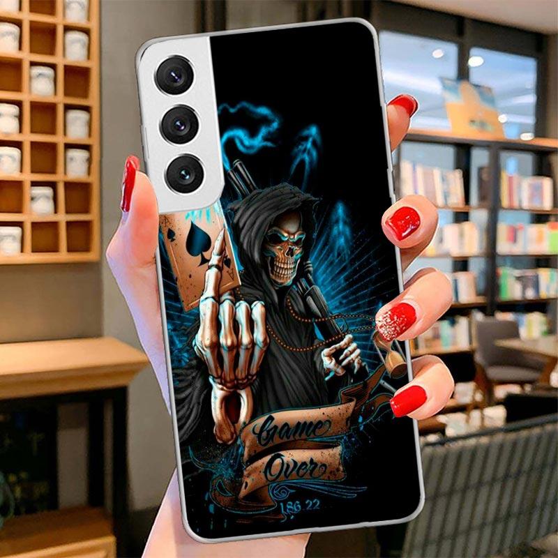 Grim Reaper Skull Skeleton Cover Phone Case For Samsung Galaxy S26 S25 Edge S24 Ultra S23 S22 Plus S21 S20 FE Soft Fundas Shell