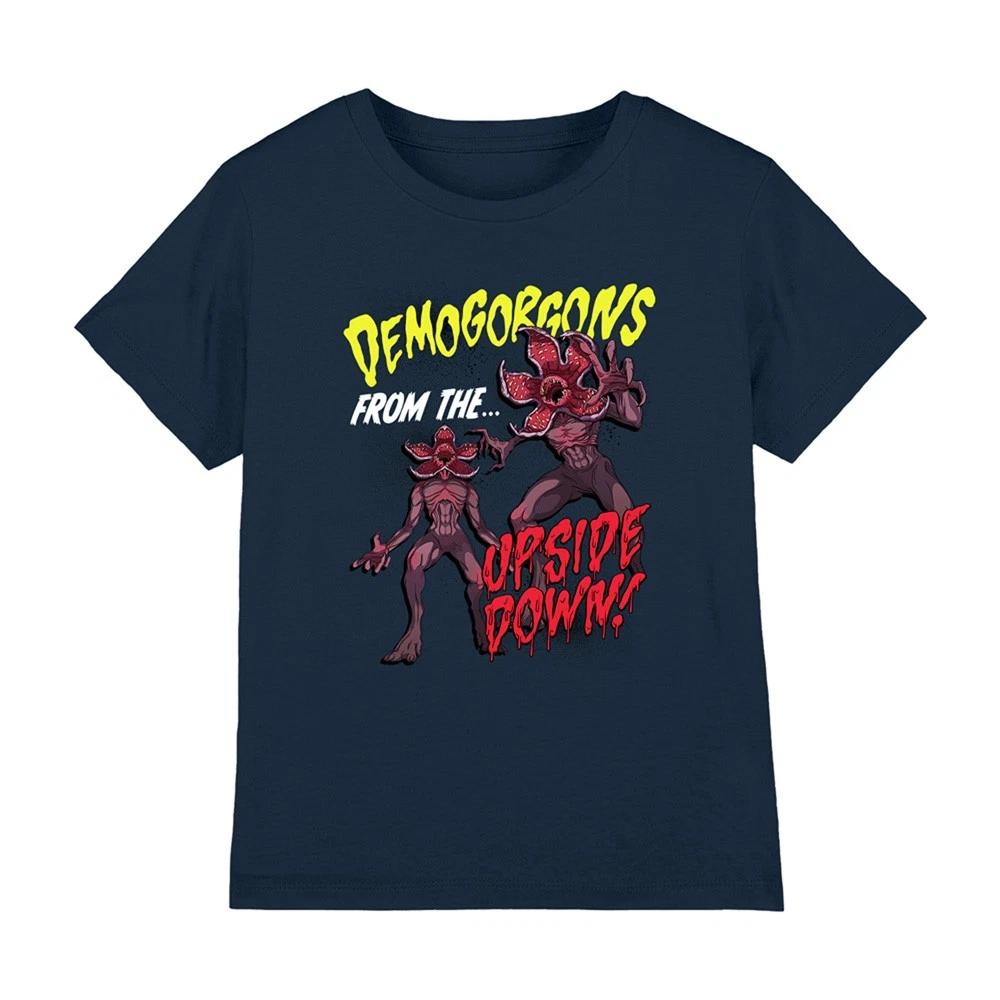 Футболка для детей 7-13 лет Stranger Things Демогоргон, темно-синяя 130