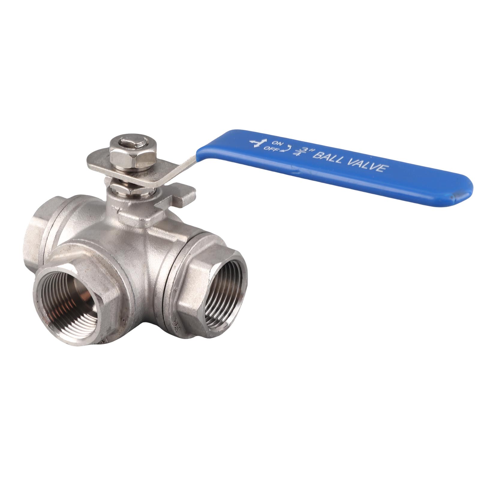 

1шт Нержавіюча сталь SUS304 Трубчастий кульовий кран Триходовий Т-подібний Внутрішня різьба 3 4 DN20 білий