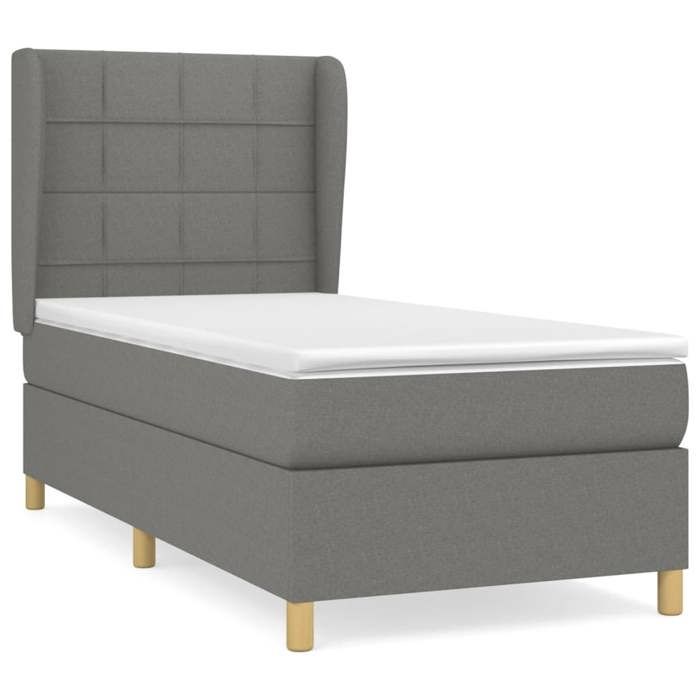 Maison Exclusive - Sommier à lattes de lit et matelas Gris foncé 90x190 cm Tissu