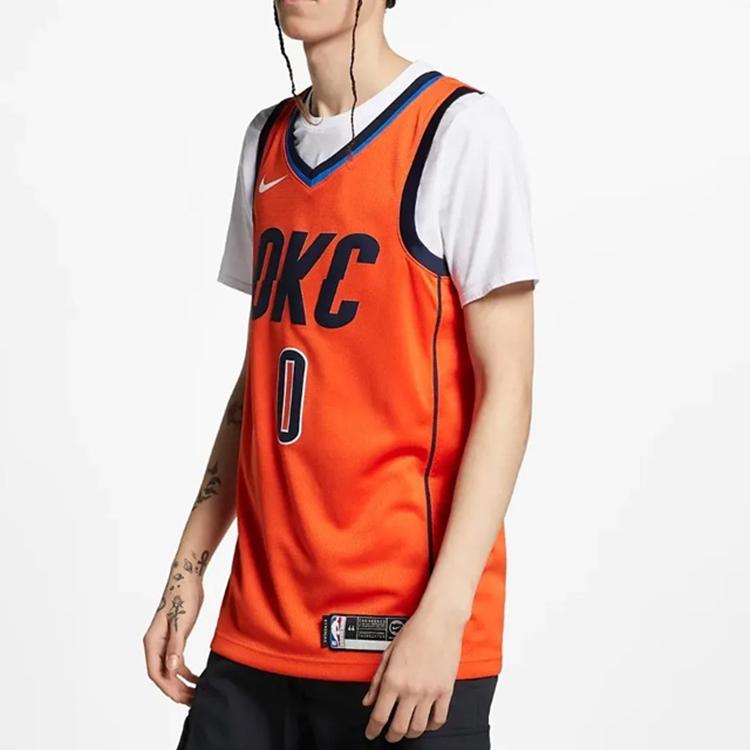 Nike NBA Earned Edition Russell Westbrook Oklahoma City Thunder Fan Jersey Men Jerseys Orange BQ1171-891