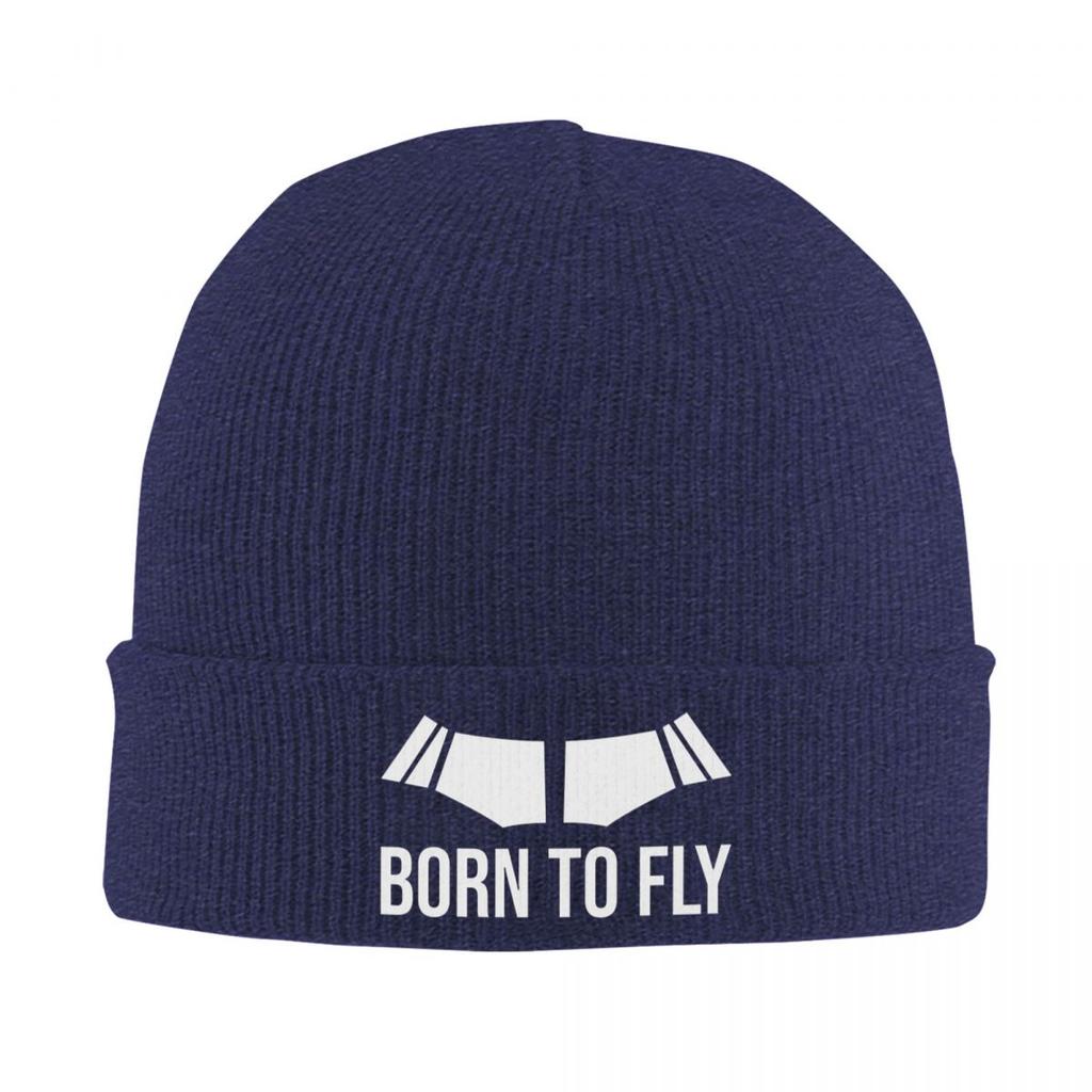 Born To Fly Flugzeugpilot Flieger Warme Strickmütze Winter Strickmütze Mütze Beanie Hip Hop Kappen für Unisex
