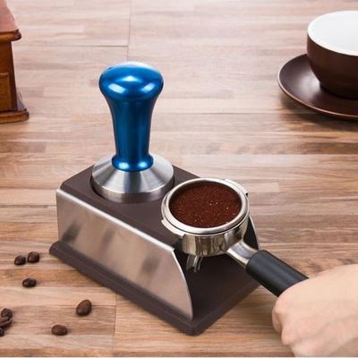 Stainless Steel Coffee Tamper Station Non-Slip Trapezoidal Design Espresso Tamping Stand Space Saving Silicone Bottom