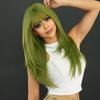 European and American Style Women's Party Wig Vanilla Green Long Straight Wig Layered Synthetic Full Wig