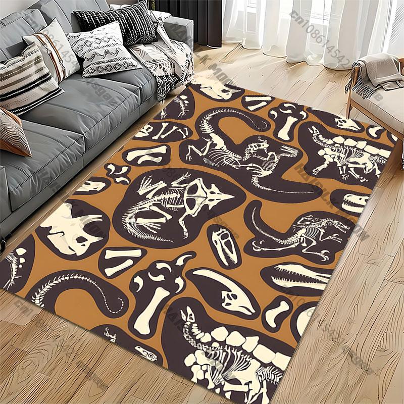 Dinosaur Fossils and Skeletal Patterns Carpet Yoga Living Room Room Decor Children's Crawling Mat Doormat Area Rug