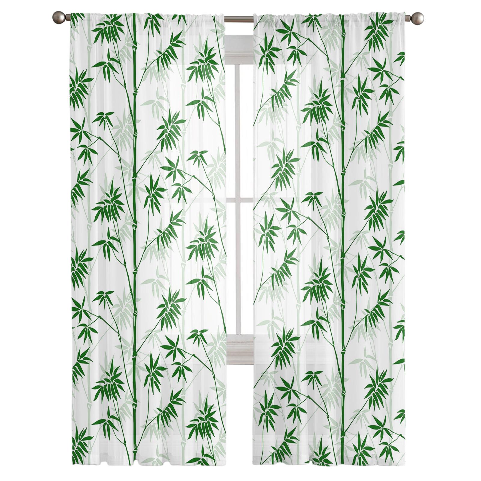 

Бамбуковая градиентная текстура зеленые прозрачные шторы для гостиной спальни домашний декор кухня тюль для окон вуаль шторы 135W x 114H(cm)