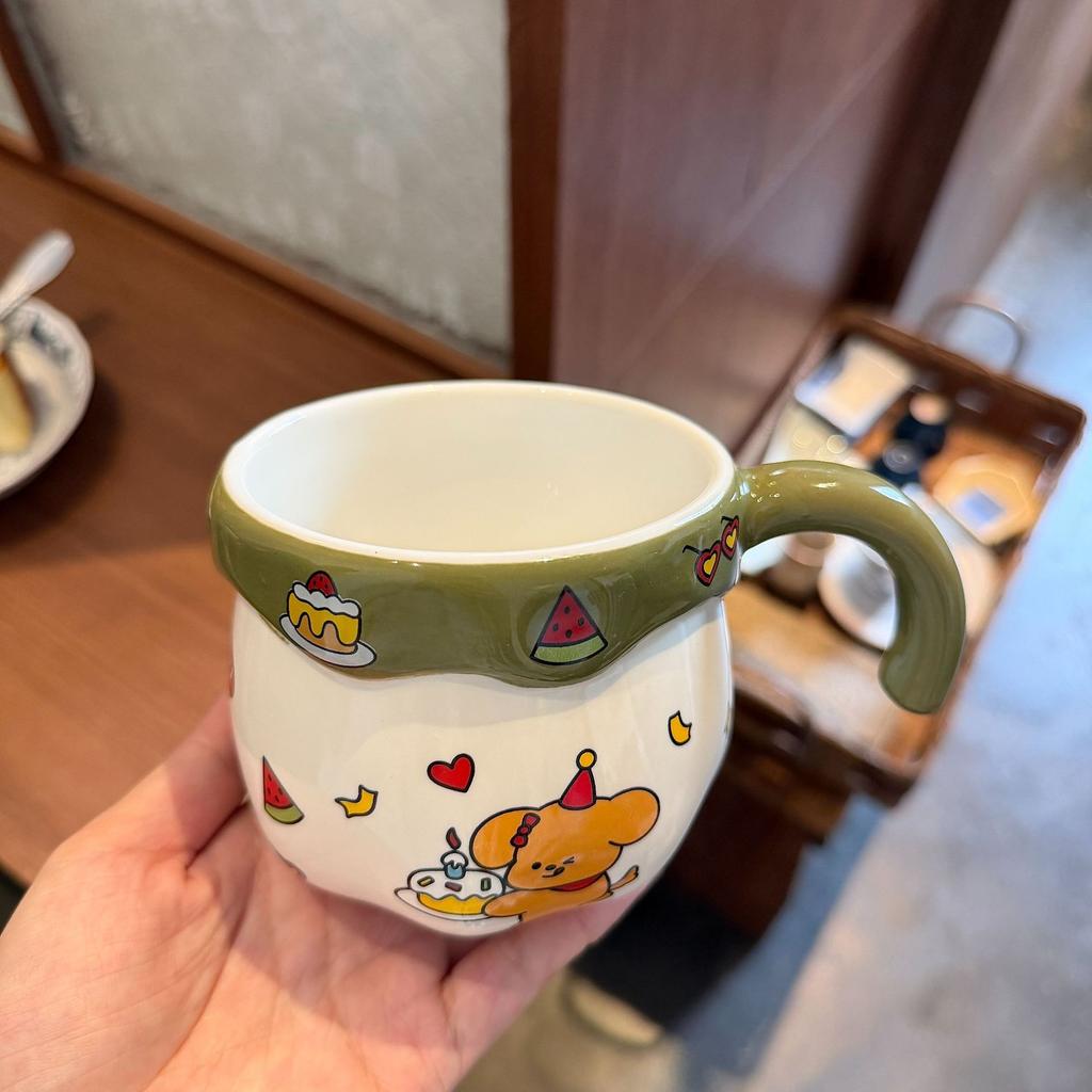 Ceramic Cup With Lid Cute Mug High Value Water Cup Female Couple Home Coffee Breakfast Cup