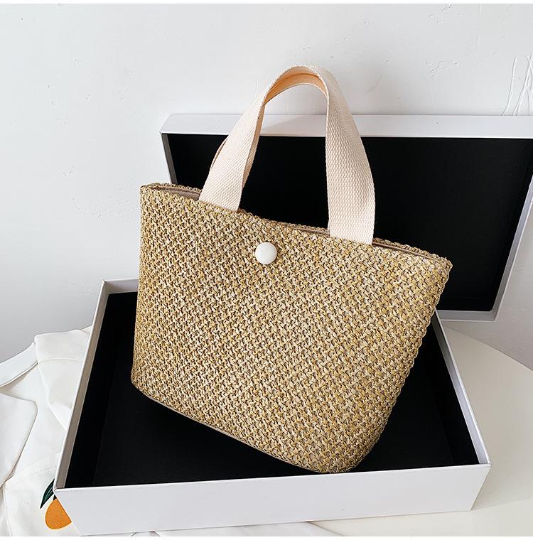 

2025 spring/summer new crossbody straw bag versatile handbag woven bag rattan bag fashion bucket bag бежевый