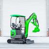 Compact Rubber Track Crawler Excavator Digger 1.8 Ton Lime Green Hydraulic Thumb Dozer Blade Farm Building Projects