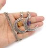 Hollow Moon Natural Rough Stone Crystal Pendant Necklace Amethyst Pendant Couple Necklace N597