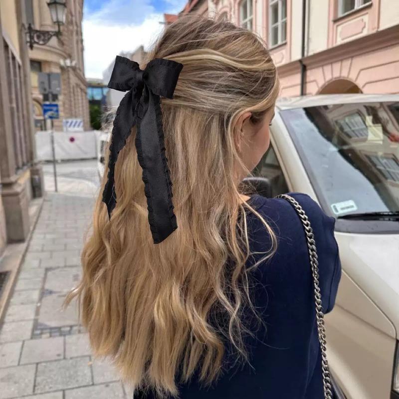 Big Bow Streamer Hairpin Jewelry Female Exaggerated Fashion Temperament Lace Ruffled Hair Accessories