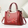 Fashionable Embroidered Crossbody Bag New Women's Single Shoulder Handbag for Middle-Aged Women Durable PU Leather Bags