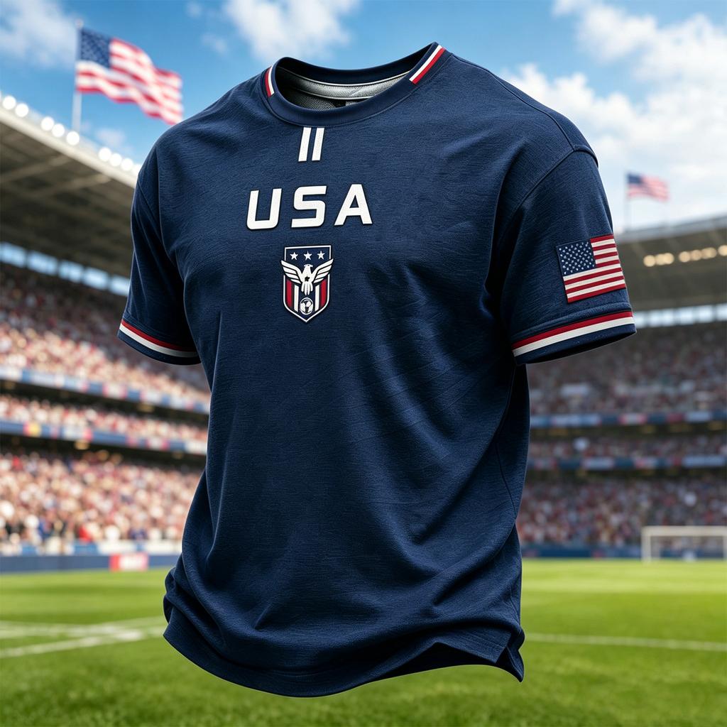 Men's Casual Lightweight Breathable Short Sleeve T-Shirt Crew Neck Printed Graphic Soccer Star Design United We Play 2026