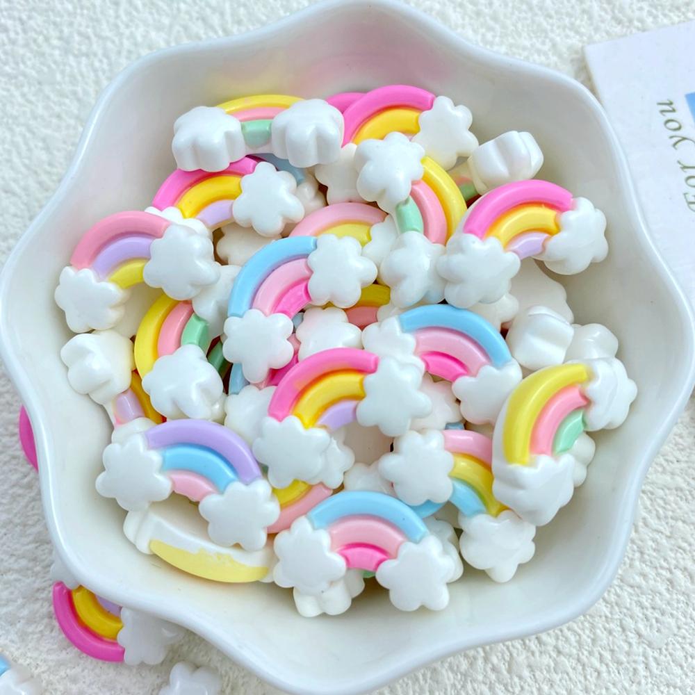 30Pcs New Cute Resin Mini Colorful Rainbow Series Flat Back Manicure Parts Embellishments For Hair Bows Accessorie