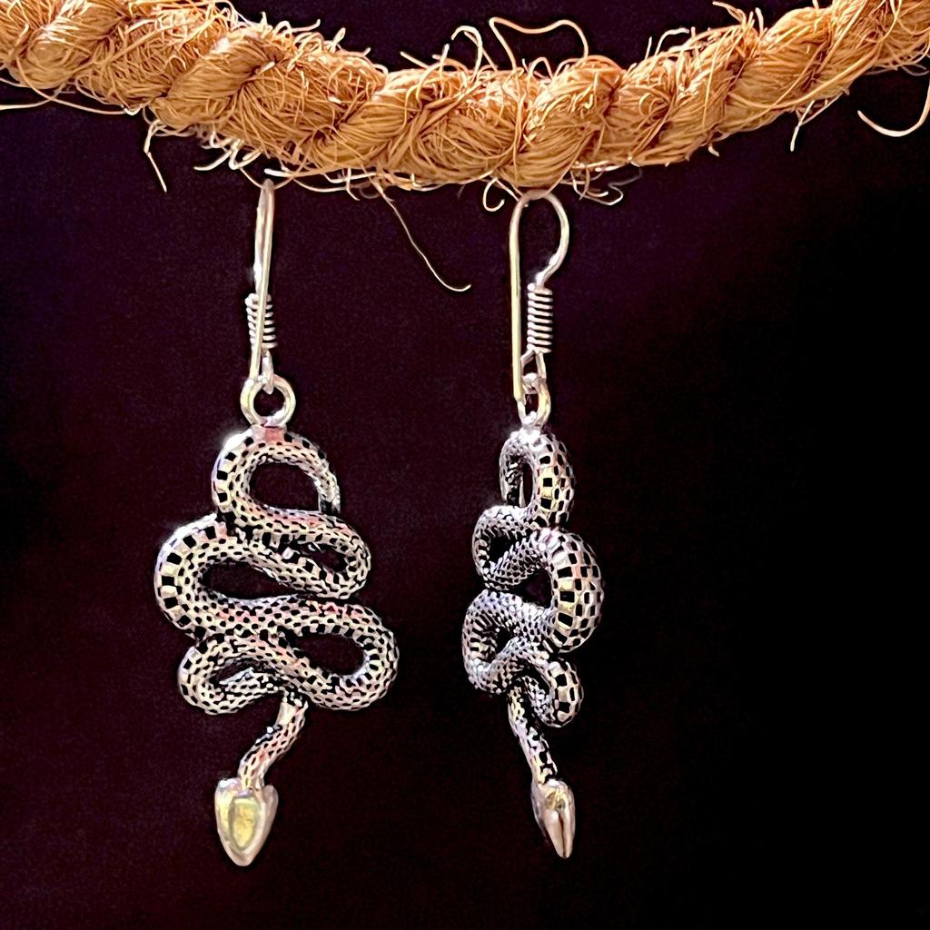 Snake earrings, cobra earring, python earring, snake hoops, gift, long earrings, snake brass earring, snake jewelry