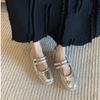Cowhide version of the new silver ballet sports and leisure shoes, flat single shoes, women's shallow mouth square head thick sole Mary Jane shoes