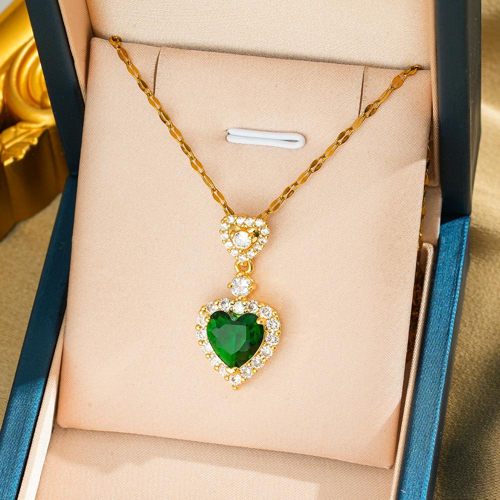 1PC Light Luxury Emerald Waterdrop Necklace for Women, Collarbone Chain, Light Luxury Niche Design