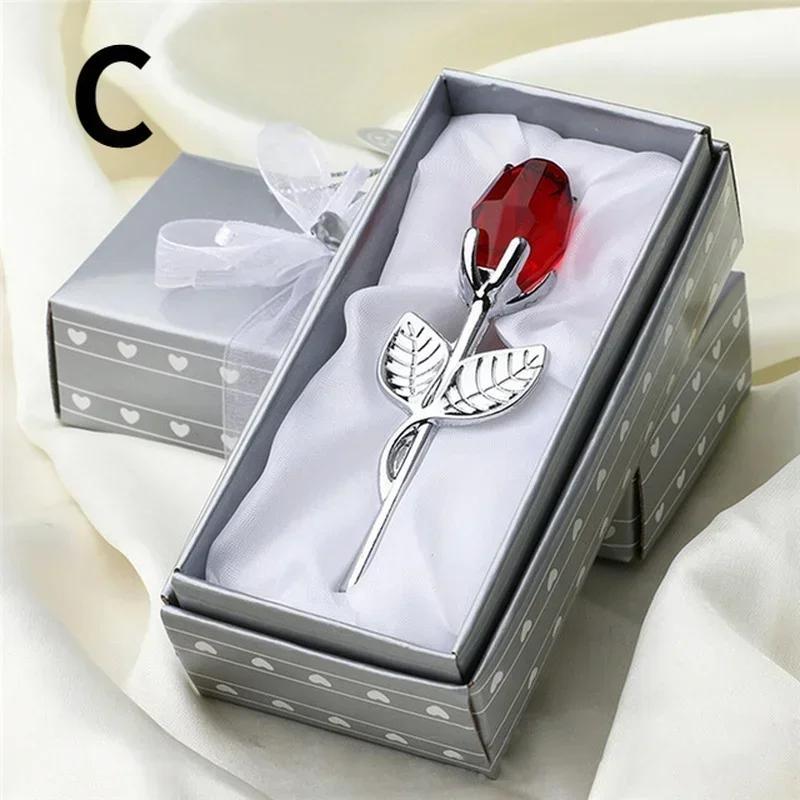 1 Pcs Crystal Rose Crafts Valentine's Day Small Gifts Crystal Rose Souvenirs Romantic Roses Ornaments