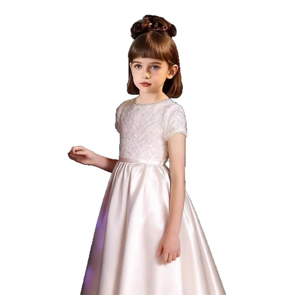 Girls' High-End Black Formal Princess Dress for Piano Performance and Evening Wear