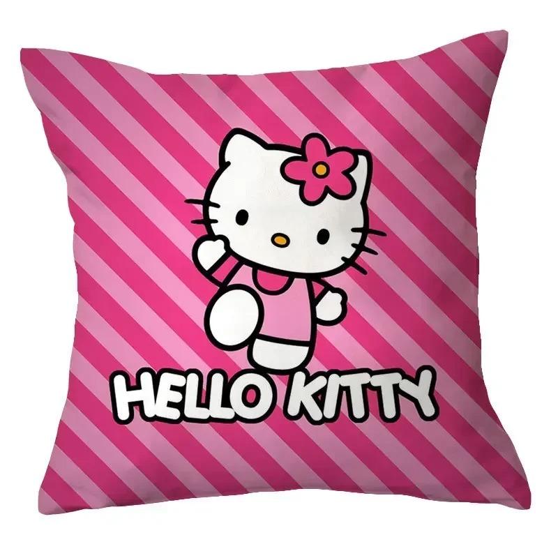 Home Decor Adorable Hello Kitty Digital Printed Pillow Covers Pattern Cushion Cover Suitable For Sofa Bedroom Car Pillow Cover