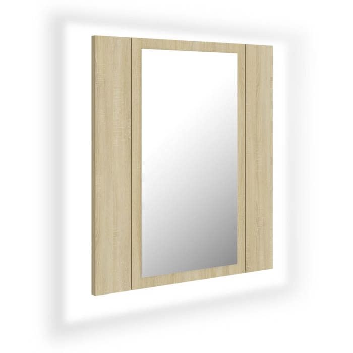 VidaXL LED Bathroom Mirror Cabinet Sonoma Oak 40x12x45 Cm Acrylic 804951