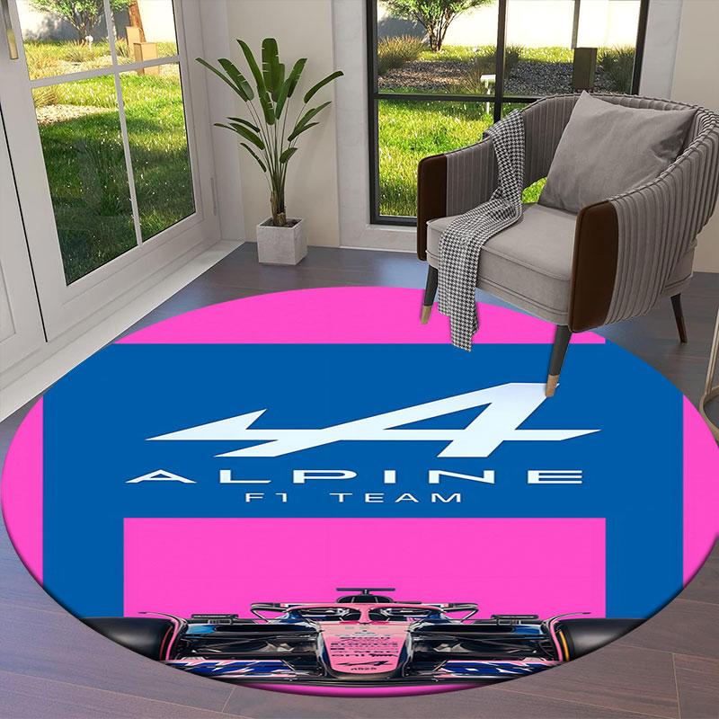 Alpine F1 Round Area Rug,Carpet Rug for Living Room Bedroom Sofa Playroom Decor,Non-slip Floor Mat