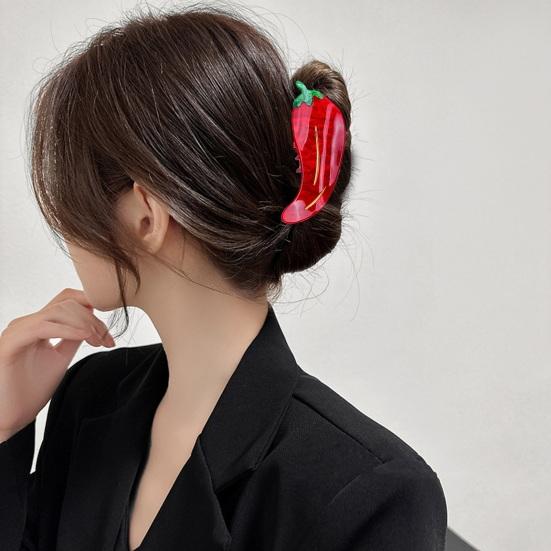 Hair Claw Corn Pepper Design Back Head Shark Clip Easy Hold No Slip Updo Hair Styling Tool Hair Accessory